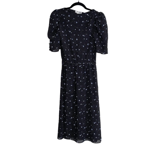 Charlee Allison for Eljay Dresses & Skirts - Vintage Floral Polka Dot Puff Sleeve Midi Dress Sheer Black Size 7/8 Cottagecore